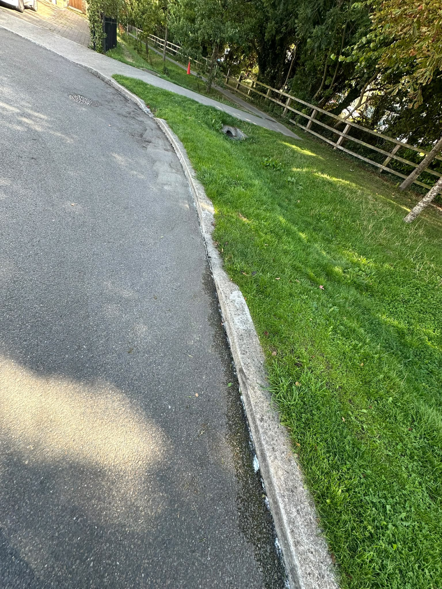 Kerb swept along the green
