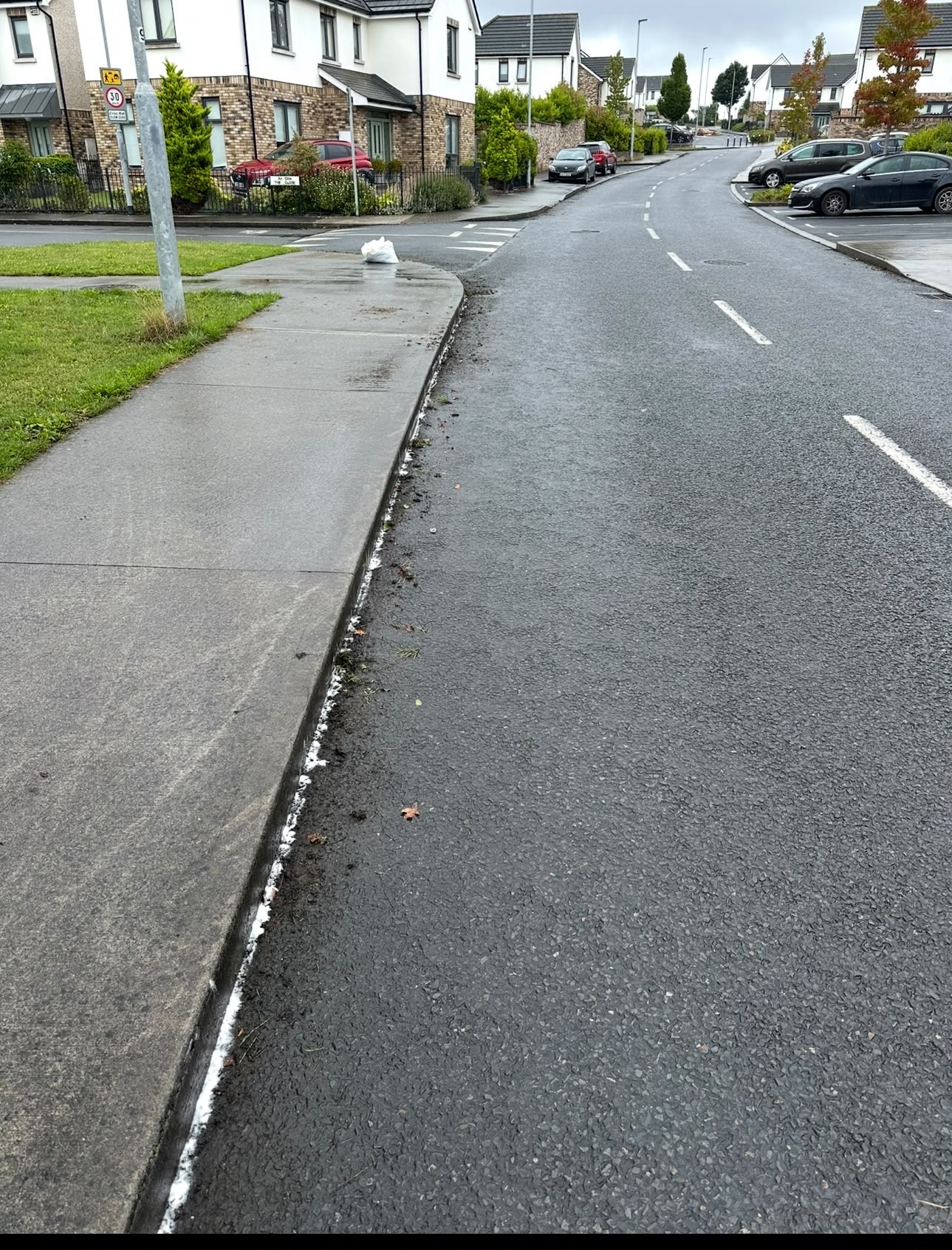 Kerbs cleared along the main road